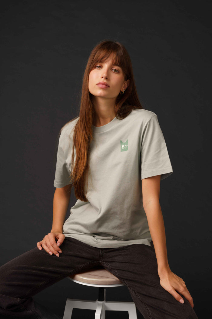 Pixel Cat Graphic T-Shirt – Aloe Green
