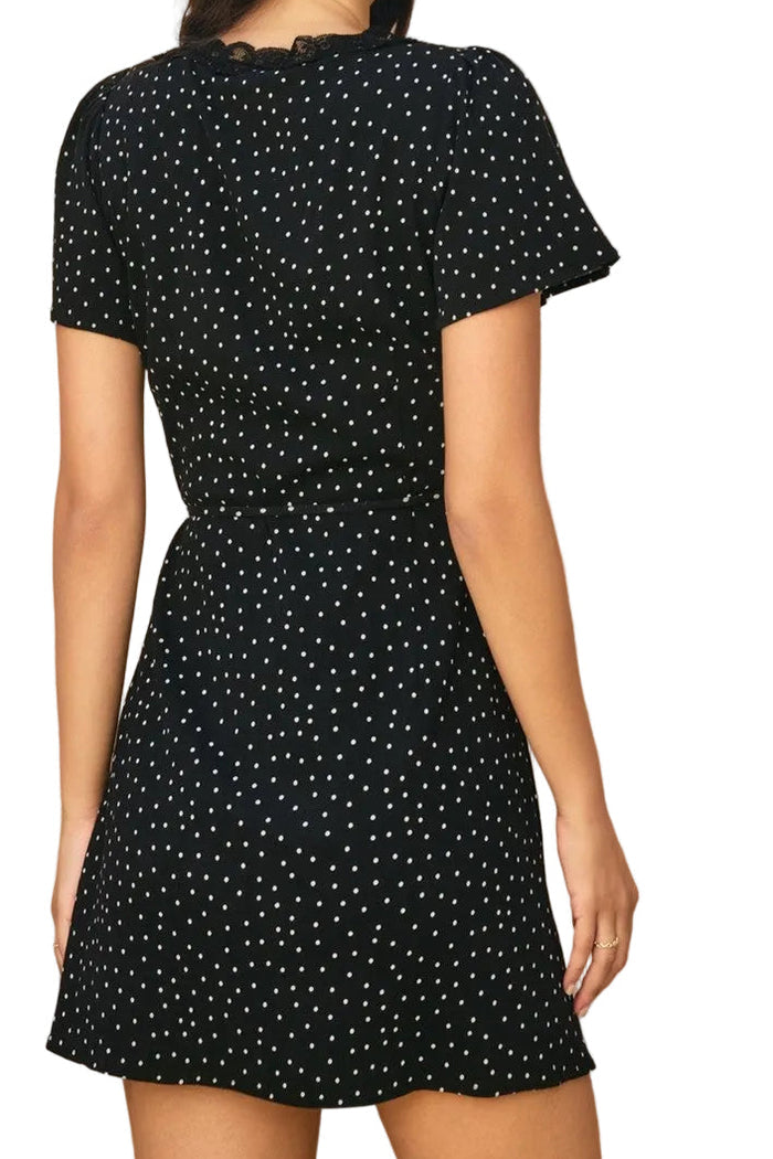 Polka Dot Tie Waist Mini Wrap Dress