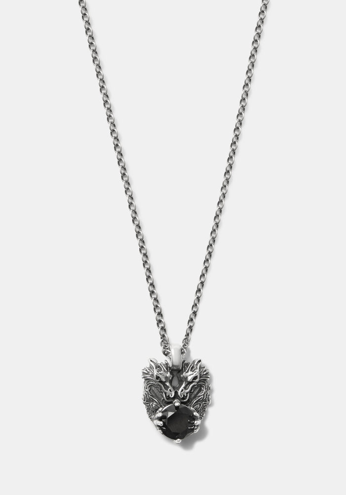 Querida Sterling Silver Black Spinel Dragon Pendant