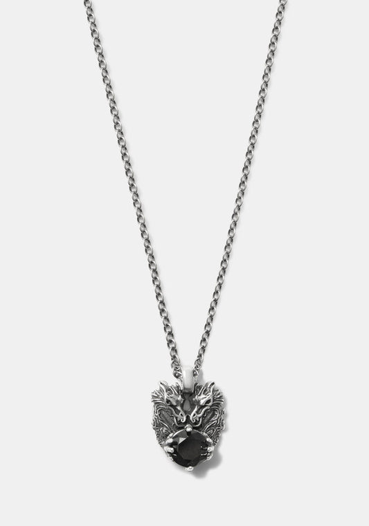 Querida Sterling Silver Black Spinel Dragon Pendant