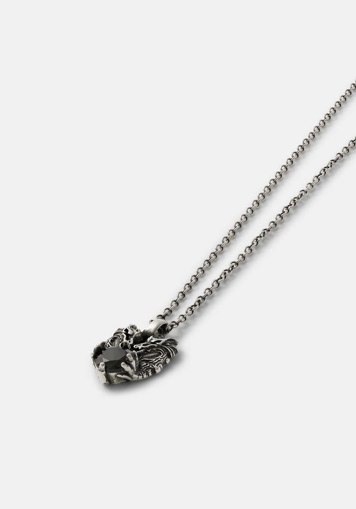 Querida Sterling Silver Black Spinel Dragon Pendant