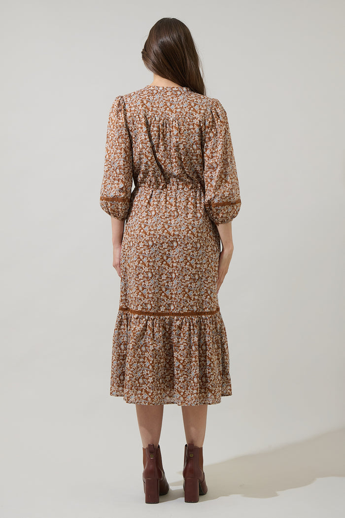 Ramsey Ditsy Harmy Drawstring Midi Dress