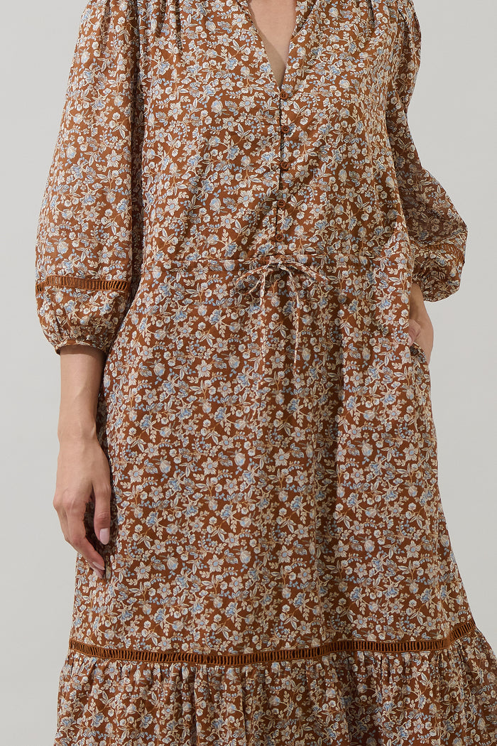 Ramsey Ditsy Harmy Drawstring Midi Dress