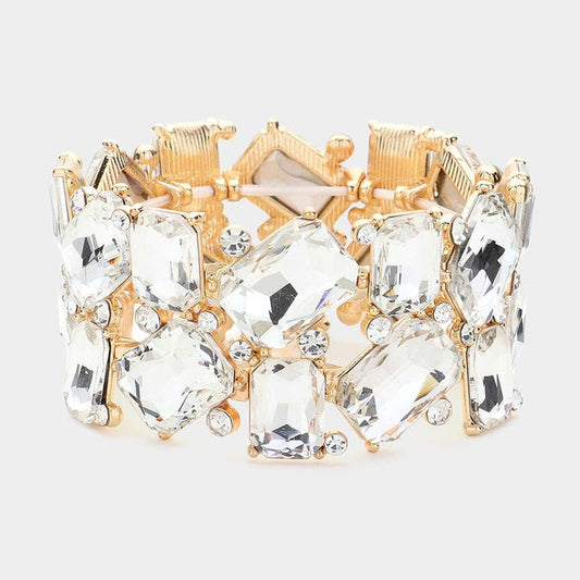 Style the Rectangle Cluster Stretch Bracelet exclusively at Born To Glam