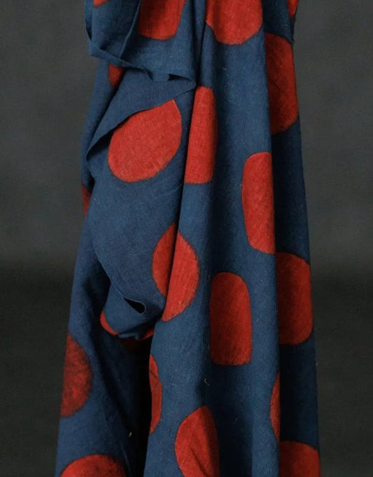 Red Edo Spot Indian Kala Cotton Fabric