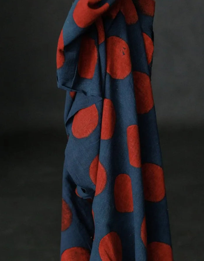 Red Edo Spot Indian Kala Cotton Fabric