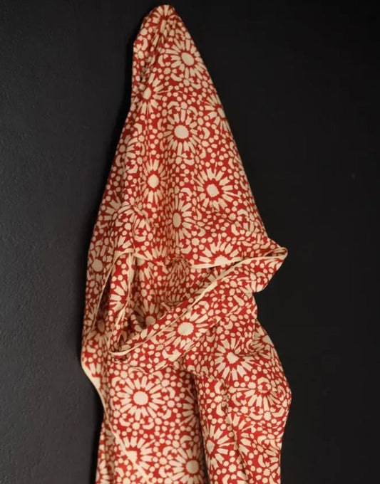 Red Papercut Indian Block Print Cotton Fabric