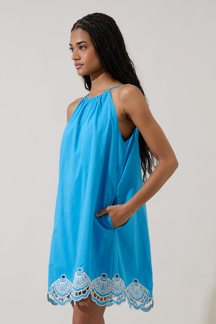 Regina Embroidered Shift Mini Dress