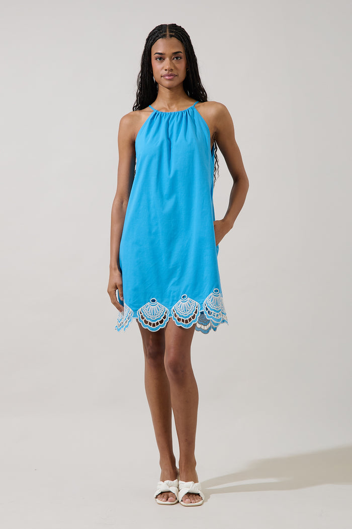 Regina Embroidered Shift Mini Dress
