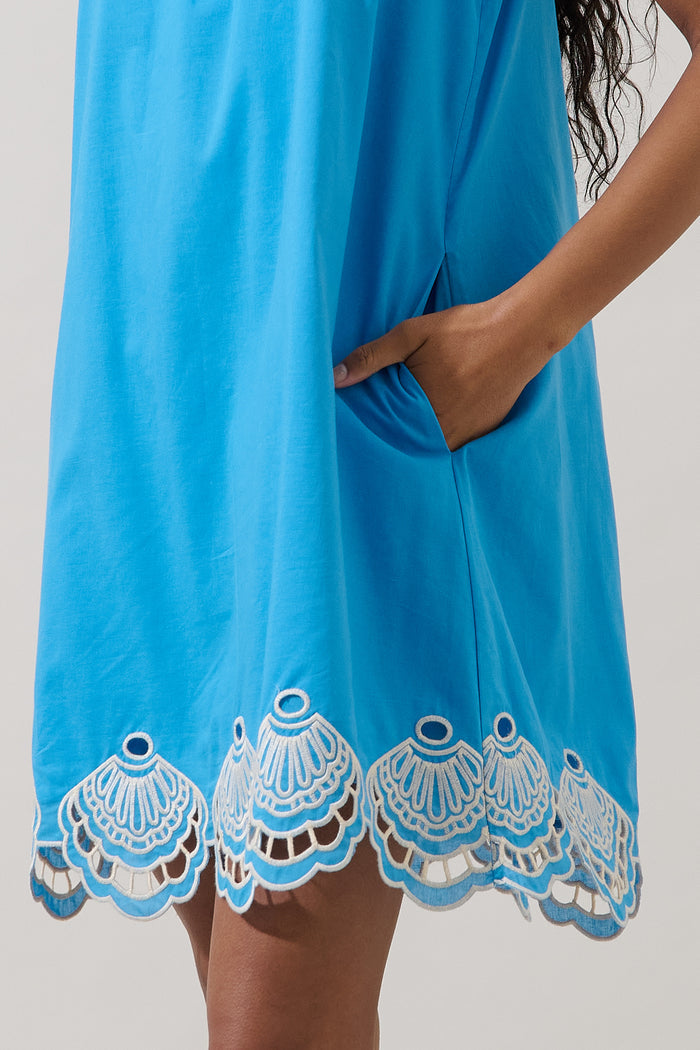 Regina Embroidered Shift Mini Dress