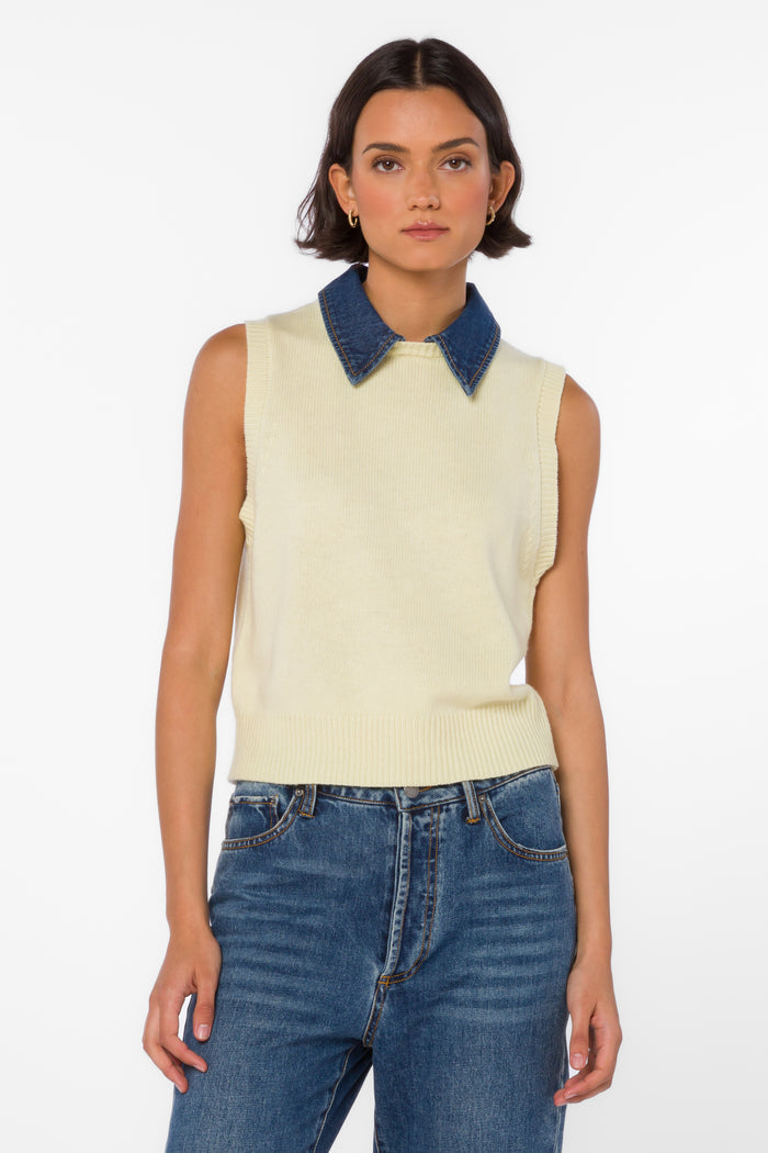 Renier Lemon Chiffon Vest - Sweaters - Velvet Heart Clothing