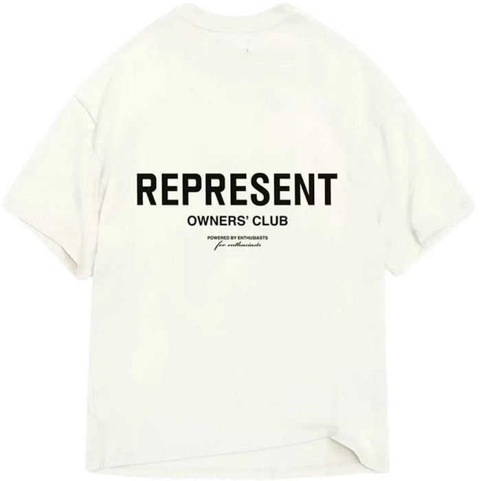 Represent Owners Club TShirt Flat White Black - Afewvibe