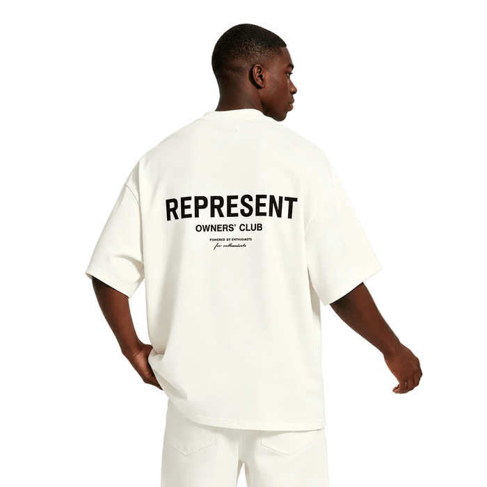 Represent Owners Club T-Shirt Flat White Black - AFewVibe