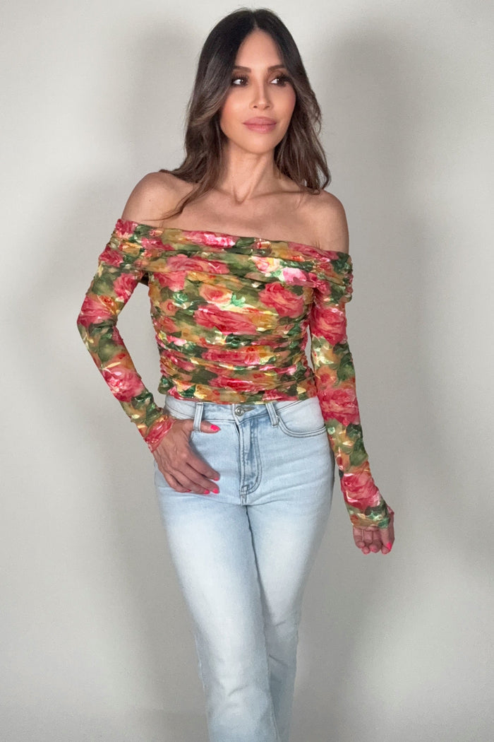 Style the Romantic Rose Floral Long Sleeve Top exclusively at Born To Glam