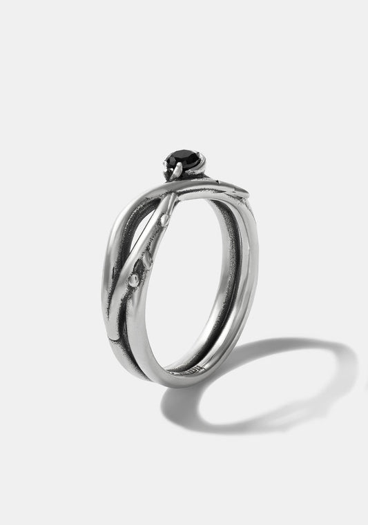 Rosethorn Sterling Silver Black Spinel Band - 4.5mm