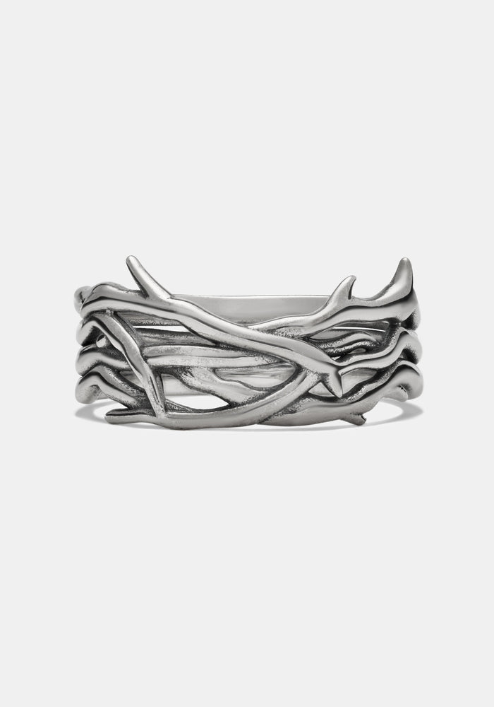 Rosethorn Sterling Silver Black Spinel Band - 9mm