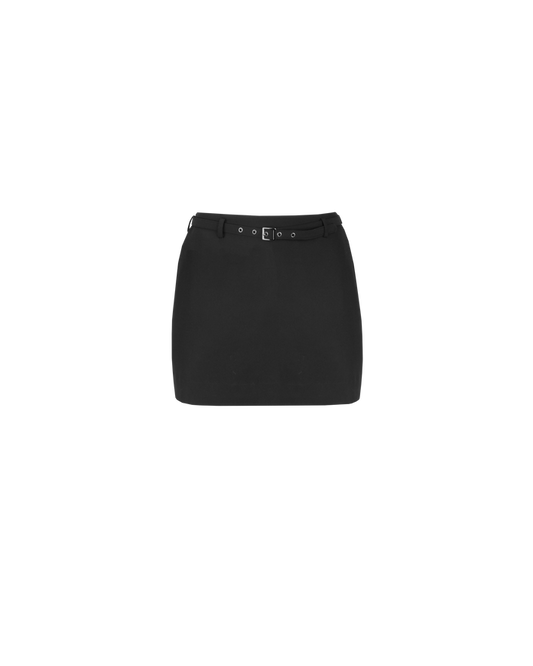RUE BELTED MINI SKIRT BLACK
