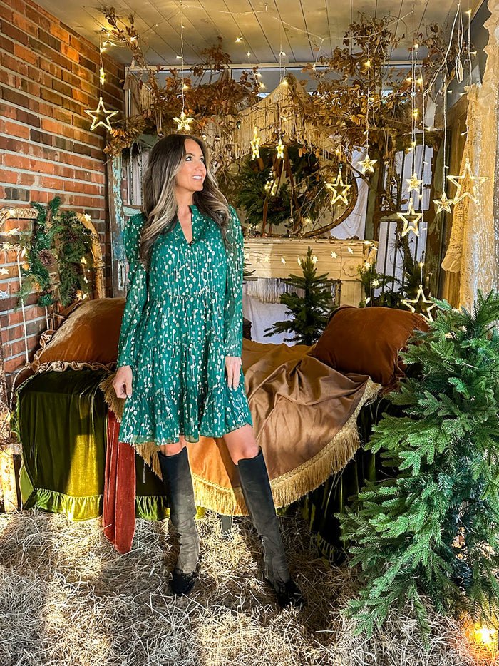 Sail To Sable Addison Dress - Hunter Green/Gold