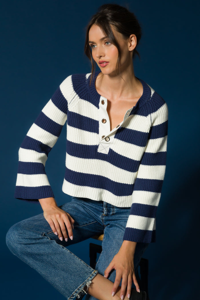 Sapphire Navy Stripe Sweater - Sweaters - Velvet Heart Clothing
