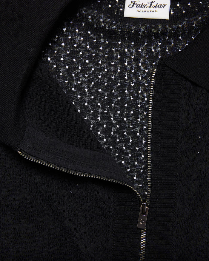 Scassi Collar ZipUp Cardigan (Black)