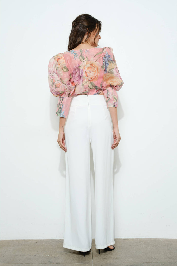 Style the Sheer Floral Puff-Sleeve Blouse exclusively at Born To Glam