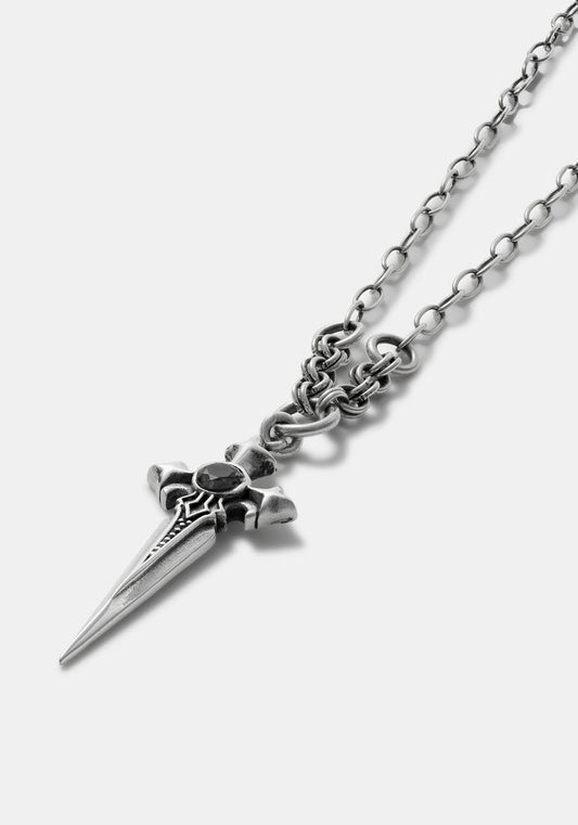 Sica Sword Sterling Silver Black Spinel Necklace