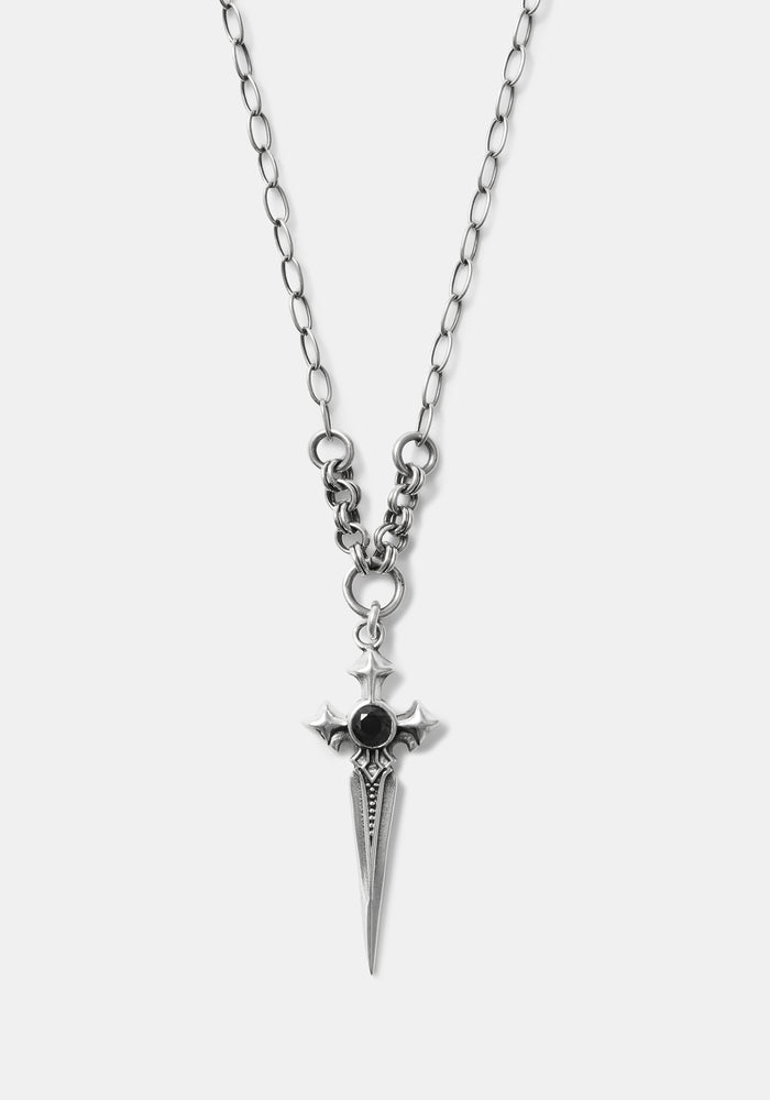 Sica Sword Sterling Silver Black Spinel Necklace