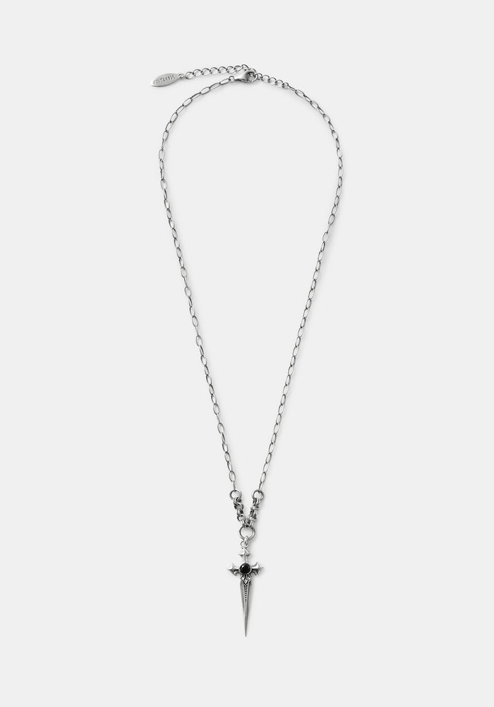 Sica Sword Sterling Silver Black Spinel Necklace