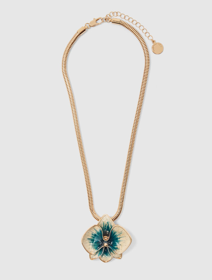 Signature Orchid Enamel Necklace 0 Multi Forever New