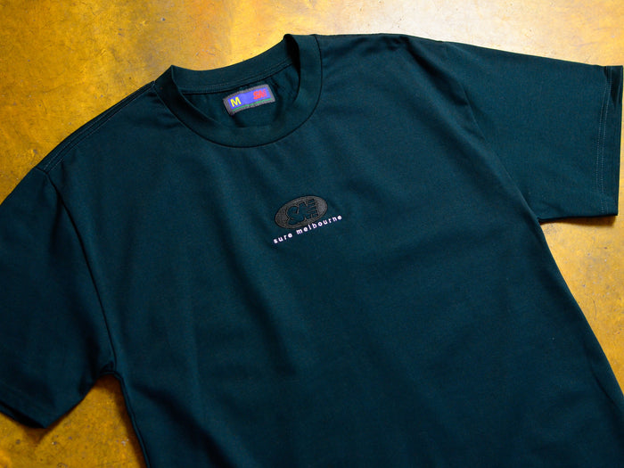SM Oval Heavyweight Embroidered T-Shirt - Pine Green / Black