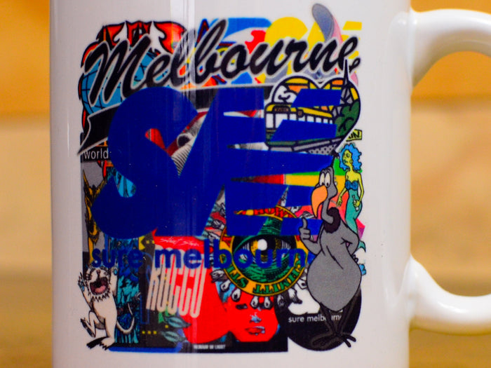 SM Sticker Toss Ceramic Mug - White