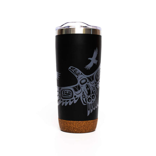 Soaring Eagle Cork Base Travel Mug featuring a stylish design with a cork base and insulated stainless steel.