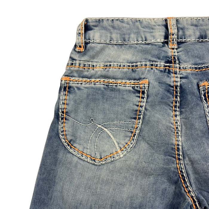 Soccx Denim Straight Leg Jeans – Medium Wash s Oranžovým Prošíváním