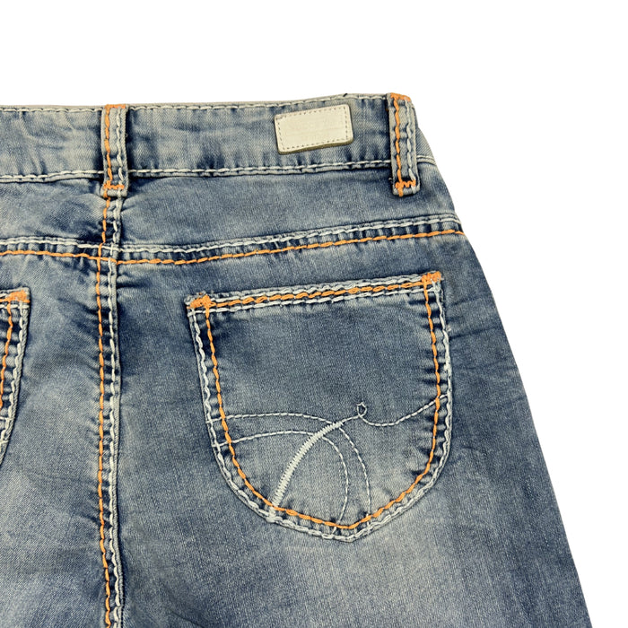 Soccx Denim Straight Leg Jeans – Medium Wash s Oranžovým Prošíváním