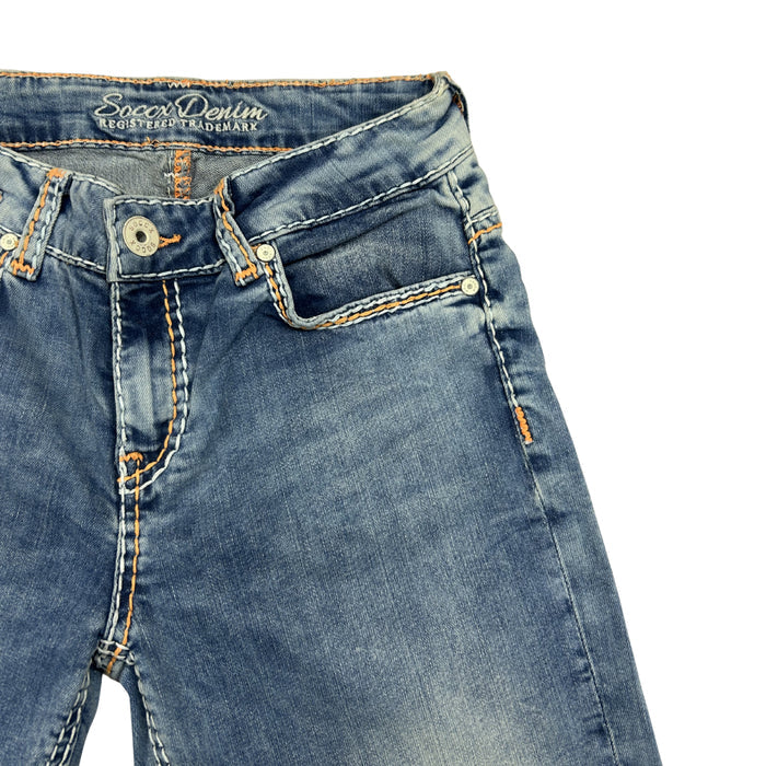 Soccx Denim Straight Leg Jeans – Medium Wash s Oranžovým Prošíváním