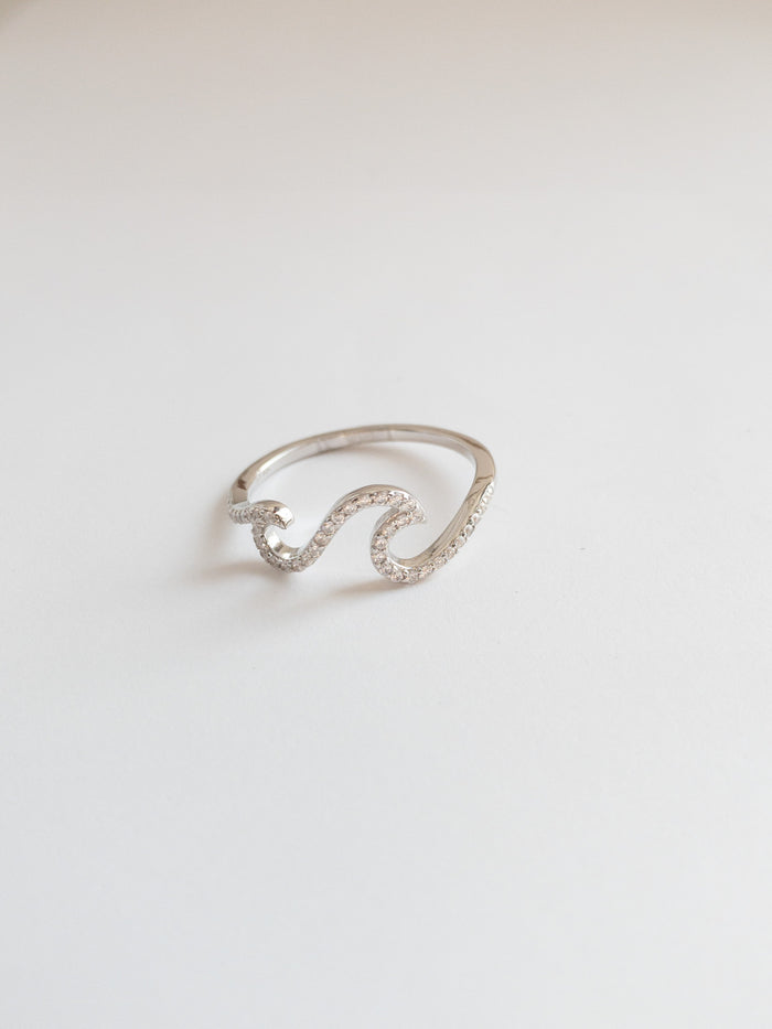 Sparkling double wave ring - sterling silver