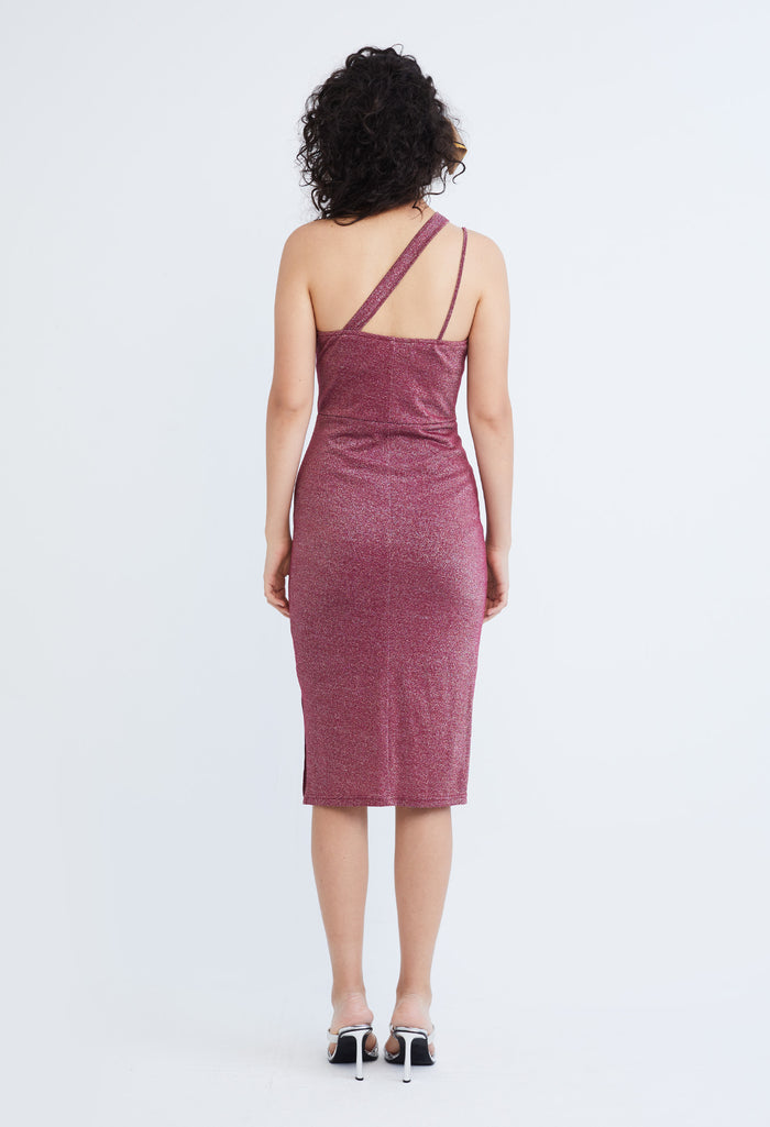 Starlight Glitter Toga Dual Strap Midi Bodycon Dress