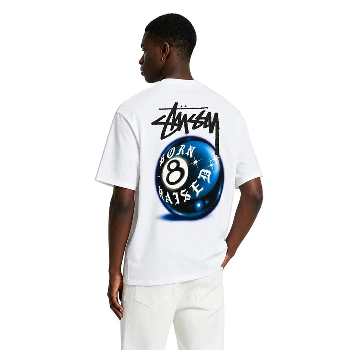 Stussy Born X Raised 8 Ball Tee White - AFewVibe