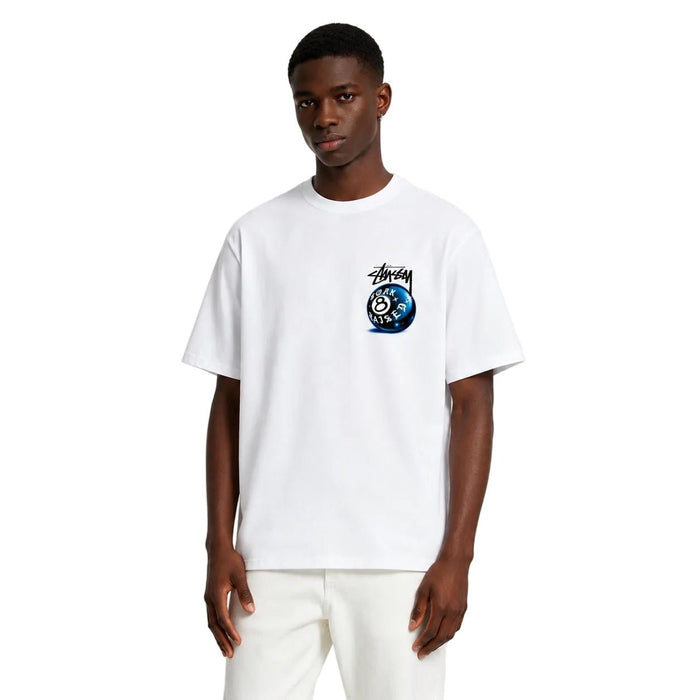 Stussy Born X Raised 8 Ball Tee White - AFewVibe