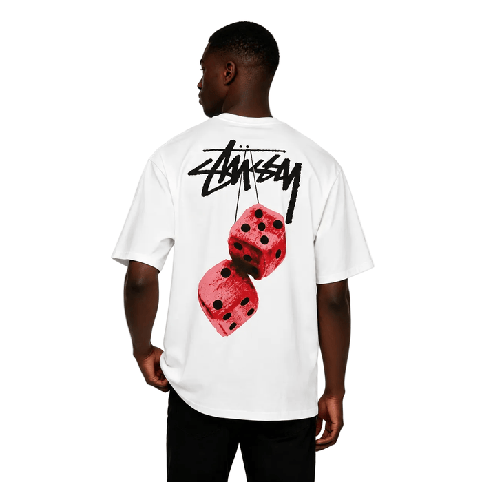 Stussy Fuzzy Dice Tee White - AFewVibe