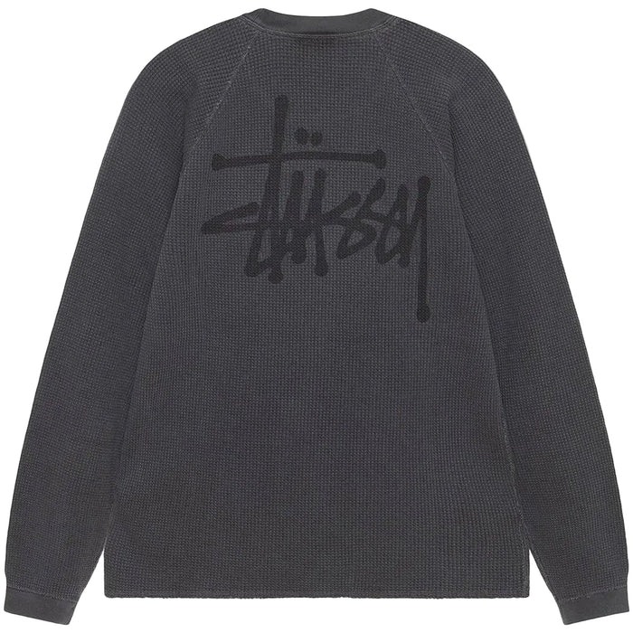 Stussy Raglan Thermal Long-Sleeve Crew Washed Black - AFewVibe