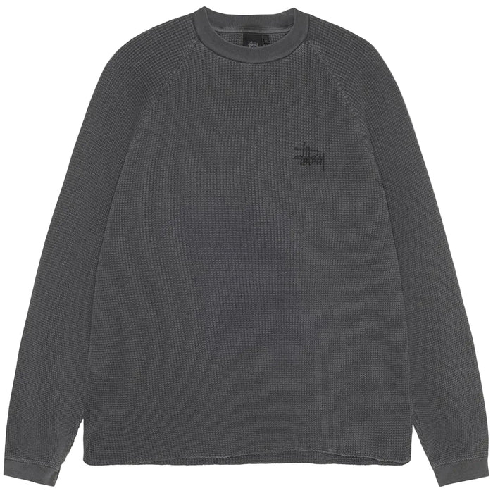 Stussy Raglan Thermal Long-Sleeve Crew Washed Black - AFewVibe