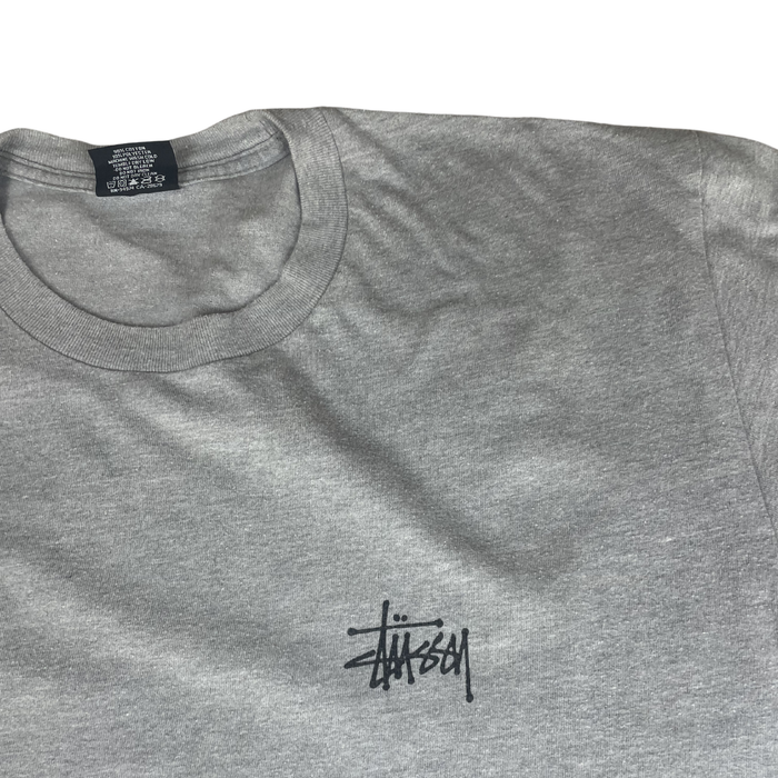 Stüssy "Stock Logo" Basic Tee – Grey Heather / L
