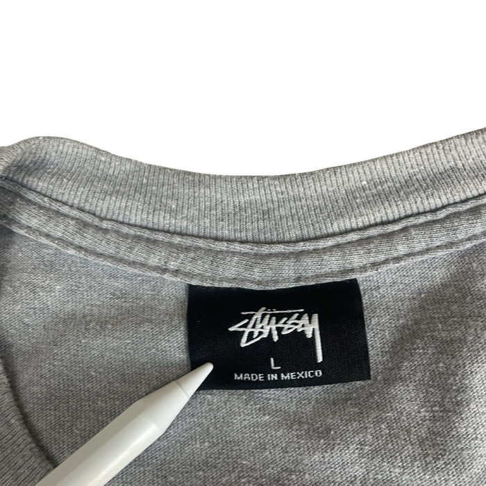Stüssy "Stock Logo" Basic Tee – Grey Heather / L