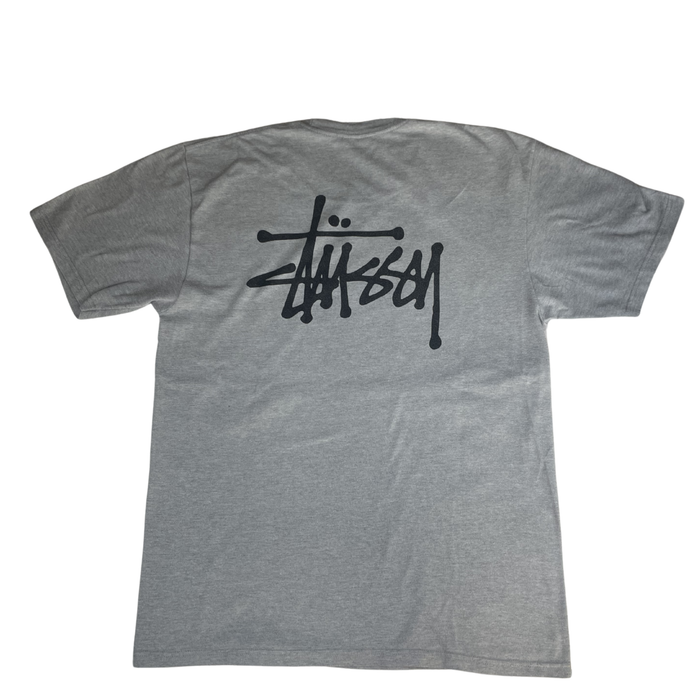 Stüssy "Stock Logo" Basic Tee – Grey Heather / L