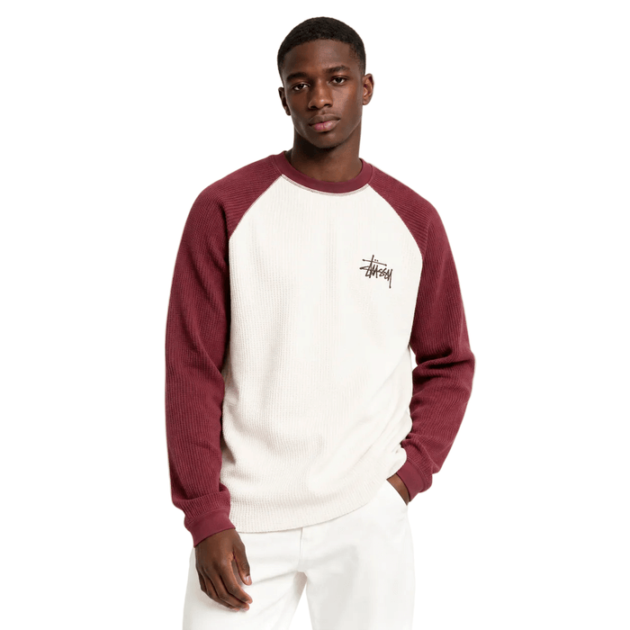 Stussy Thermal 2 Tone Raglan Shirt White - AFewVibe