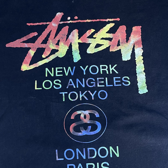 Stüssy "World Tour" Rainbow Tee – Black / M