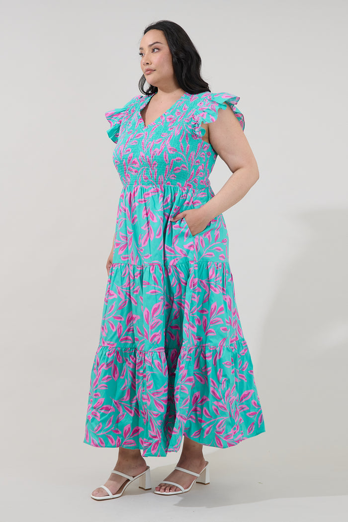 Sunfire Tiered Midi Dress Palmate Curve