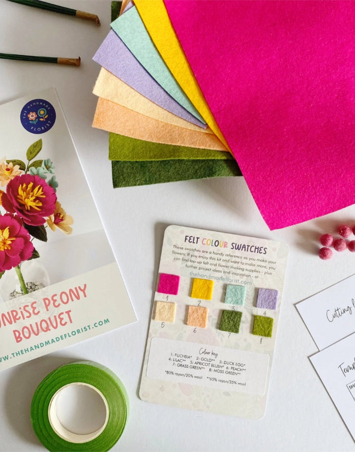 Sunrise Peony Bouquet Felt Flower Craft Kit, The Handmade Florist