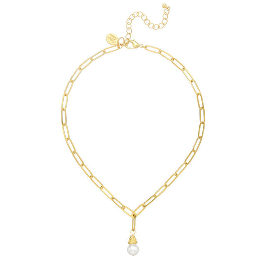 Susan Shaw Pearl Paperclip Necklace